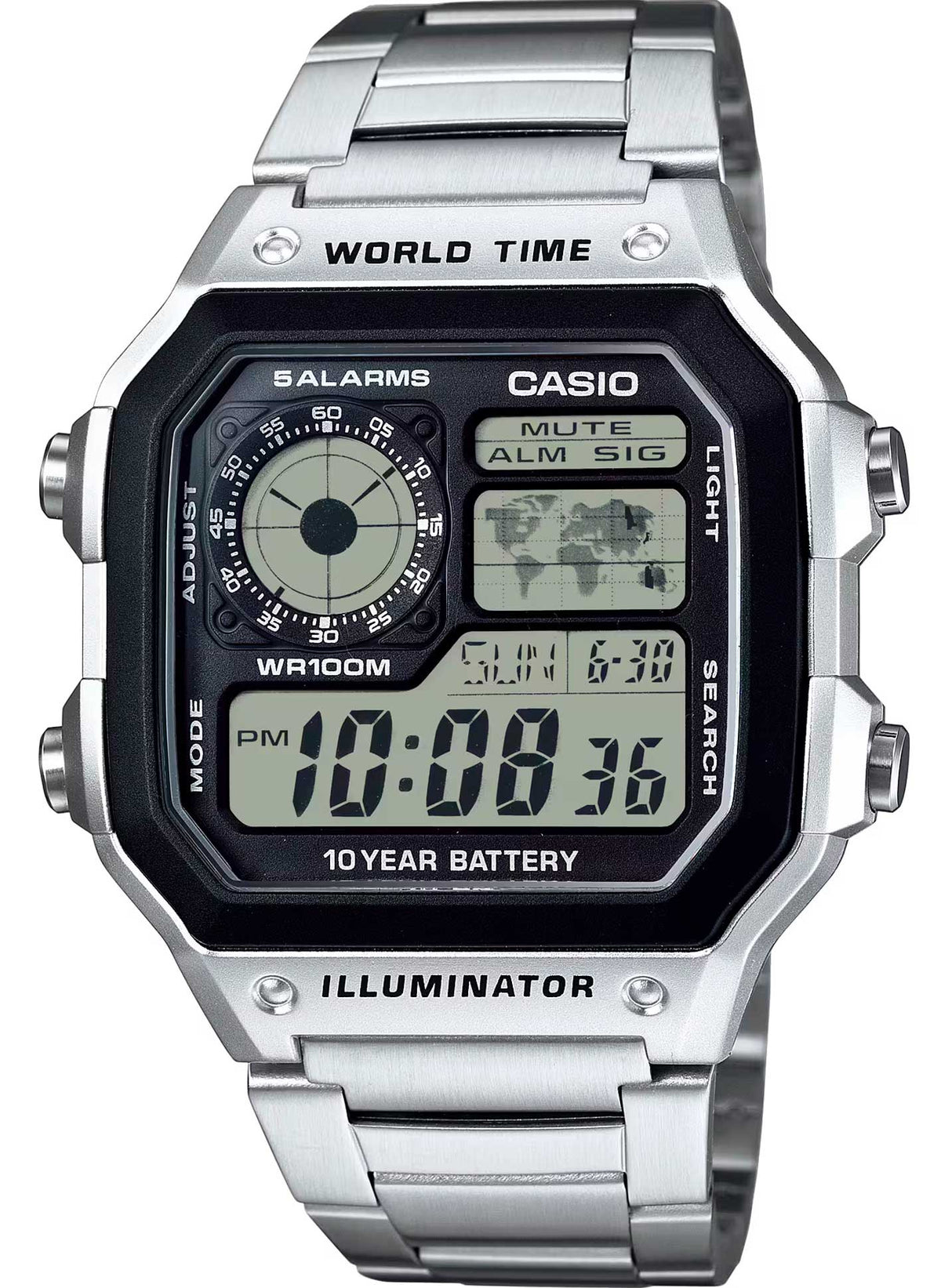 Relógio CASIO Masculino AE-1200WHD-1AVDF Sport World Map