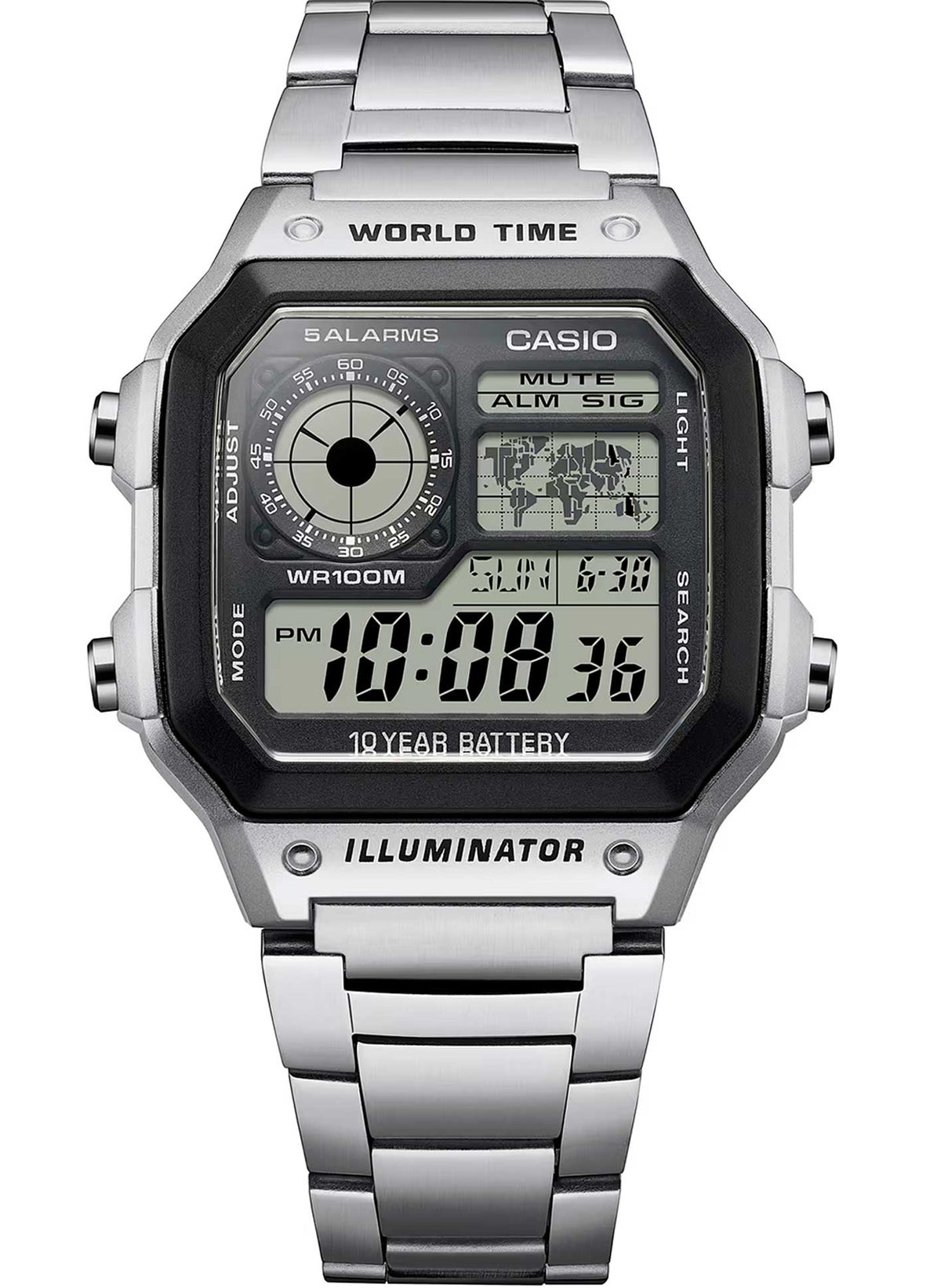 Relógio CASIO Masculino AE-1200WHD-1AVDF Sport World Map
