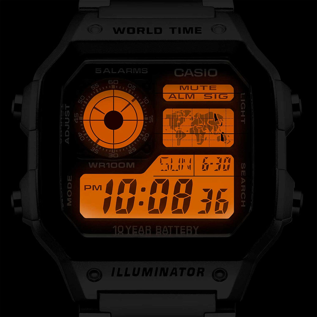 Relógio CASIO Masculino AE-1200WHD-1AVDF Sport World Map