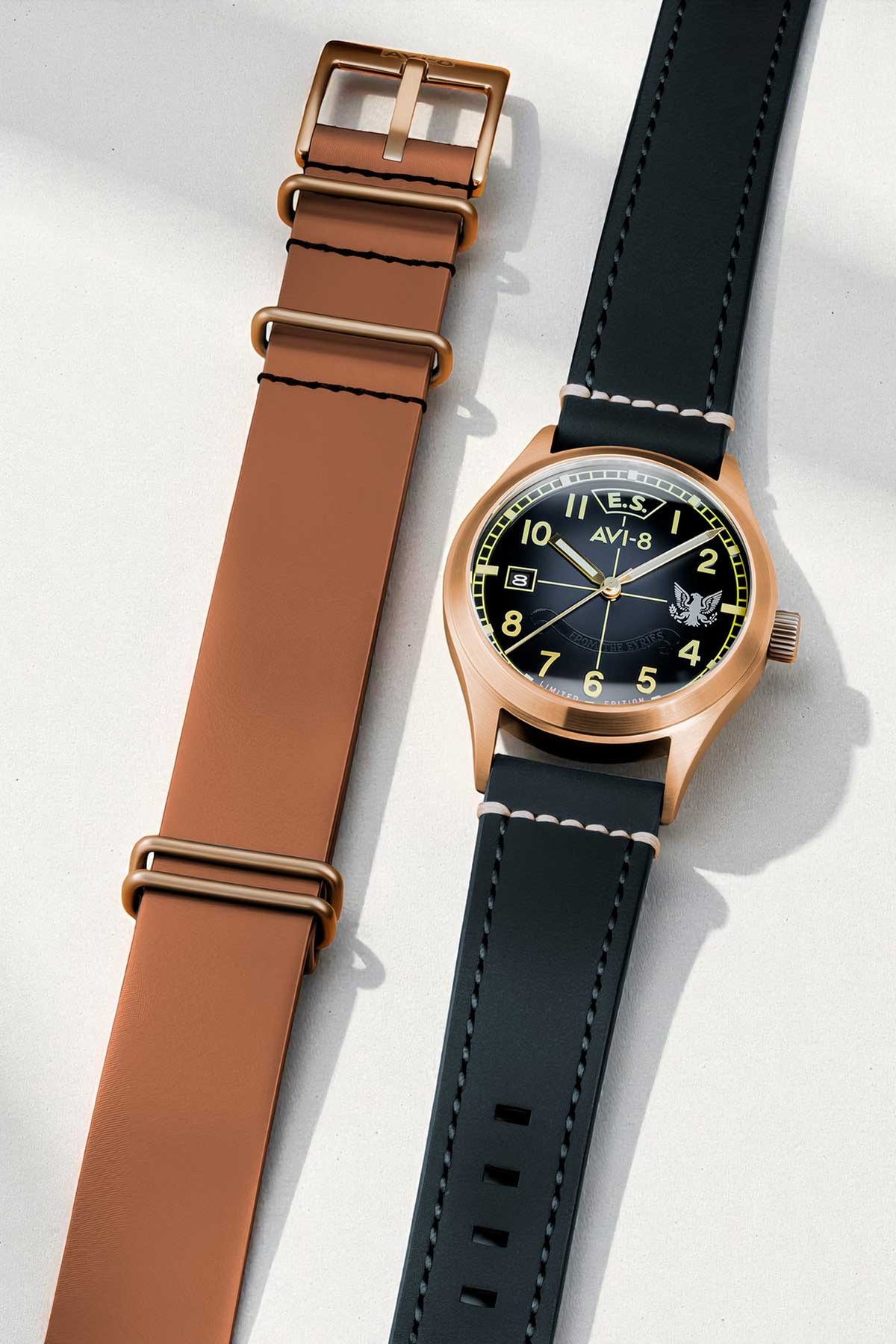 Relógio AVI-8 Automático Eagle Squadron Bronze AV-4145-01 *85th Limited Edition