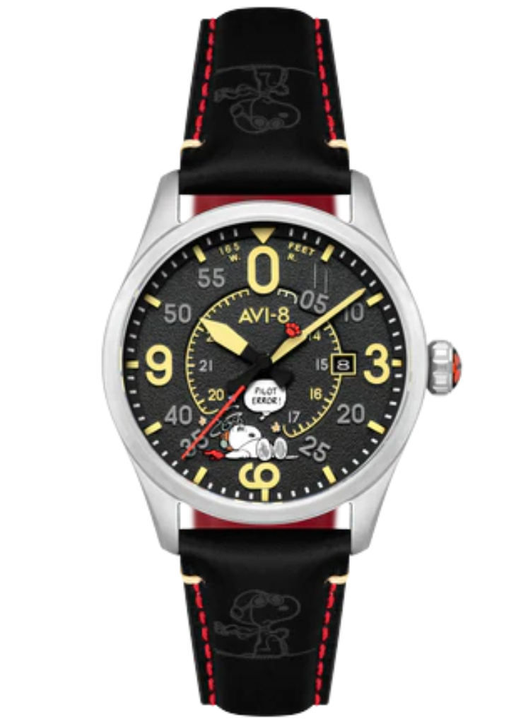 Relógio AVI-8 Smith Automatic Snoopy Peanuts Flying Ace Pilot Error AV-4152-01 *Ed. Ltda