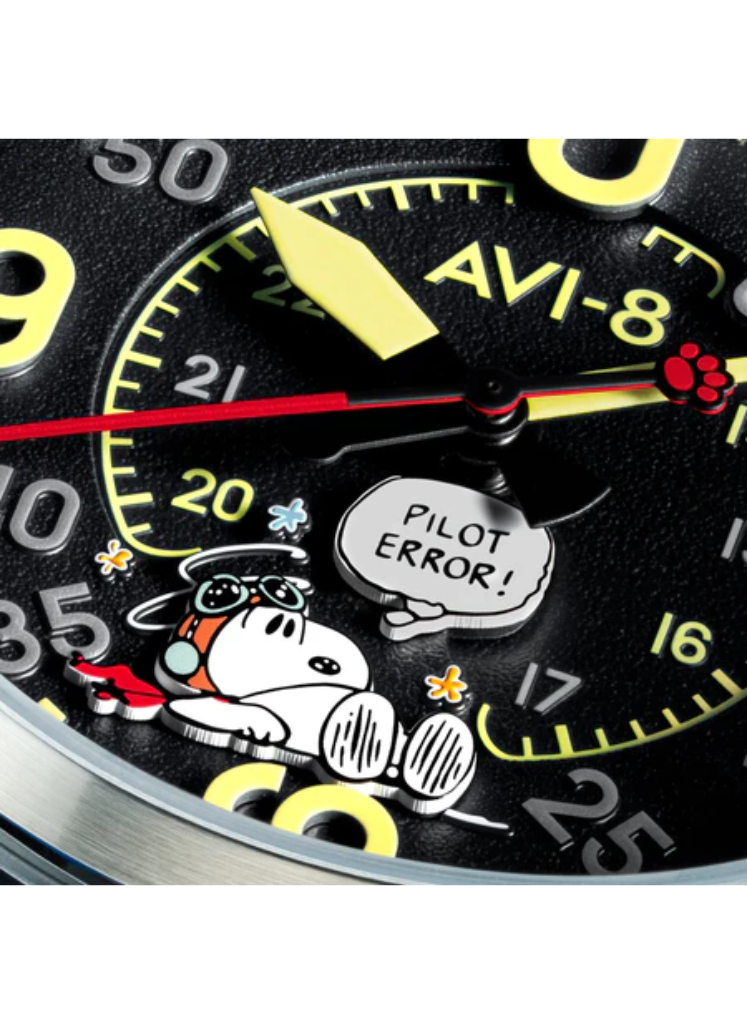 Relógio AVI-8 Smith Automatic Snoopy Peanuts Flying Ace Pilot Error AV-4152-01 *Ed. Ltda