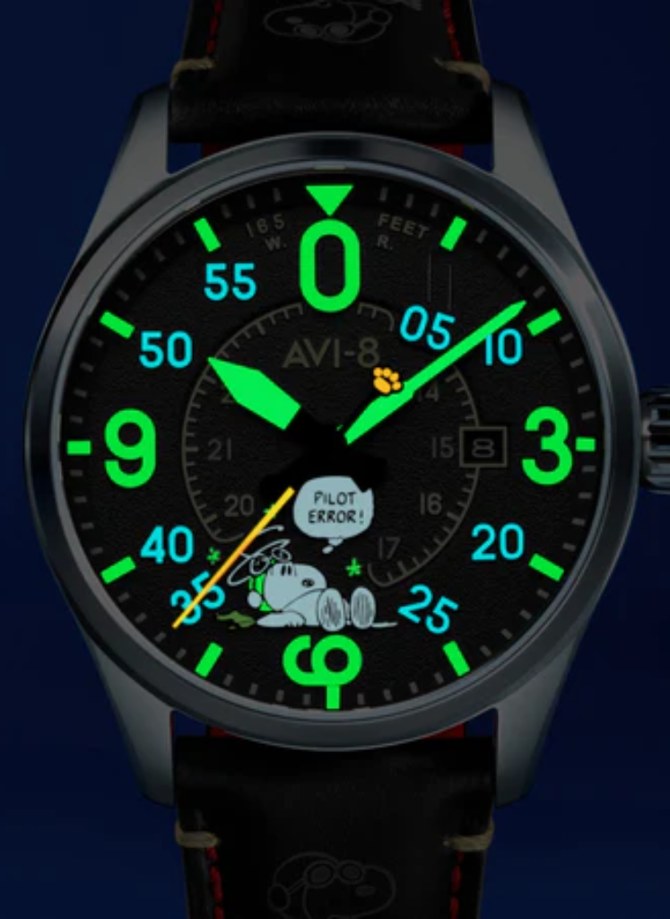 Relógio AVI-8 Smith Automatic Snoopy Peanuts Flying Ace Pilot Error AV-4152-01 *Ed. Ltda