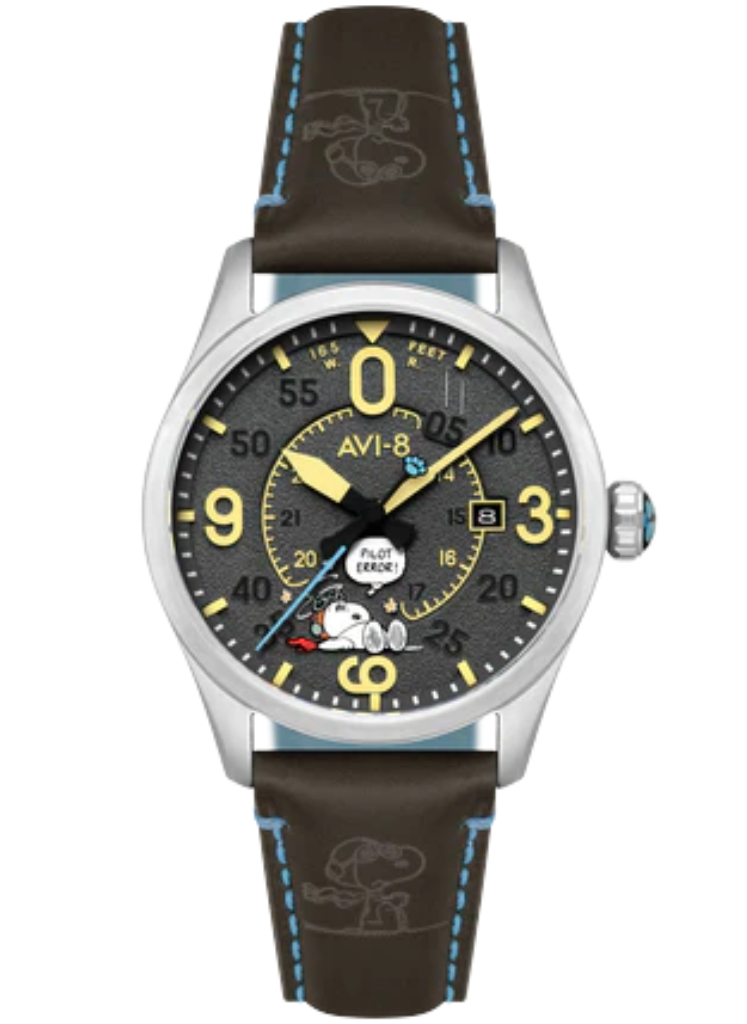 Relógio AVI-8 Smith Automatic Snoopy Peanuts Flying Ace Pilot Error AV-4152-03 *Ed. Ltda