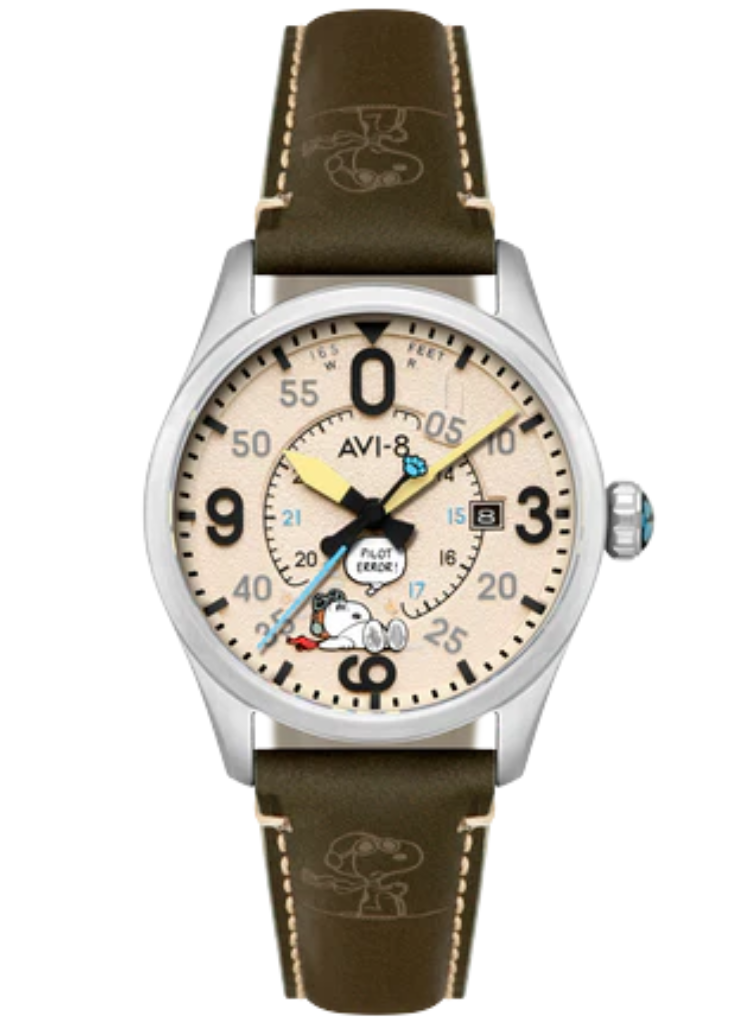 Relógio AVI-8 Smith Automatic Snoopy Peanuts Flying Ace Pilot Error AV-4152-04 *Ed. Ltda
