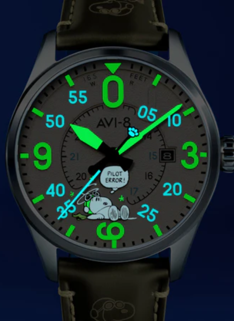 Relógio AVI-8 Smith Automatic Snoopy Peanuts Flying Ace Pilot Error AV-4152-04 *Ed. Ltda