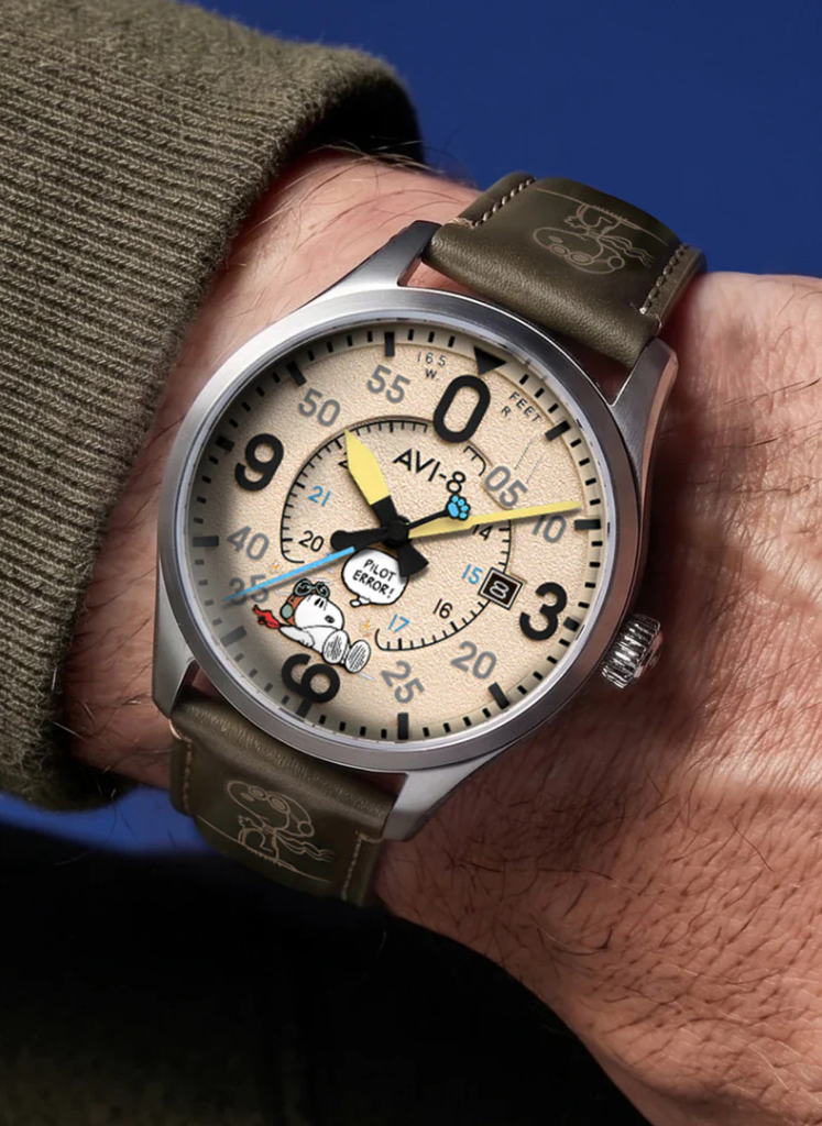 Relógio AVI-8 Smith Automatic Snoopy Peanuts Flying Ace Pilot Error AV-4152-04 *Ed. Ltda