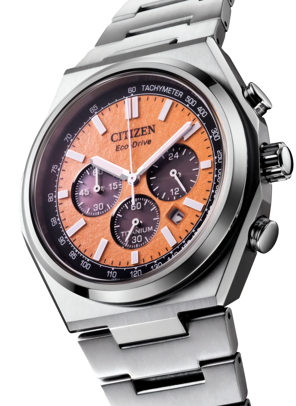 Relógio CITIZEN Masculino Eco-Drive Zenshin Chrono Super Titanium Salmon CA4610-85Z
