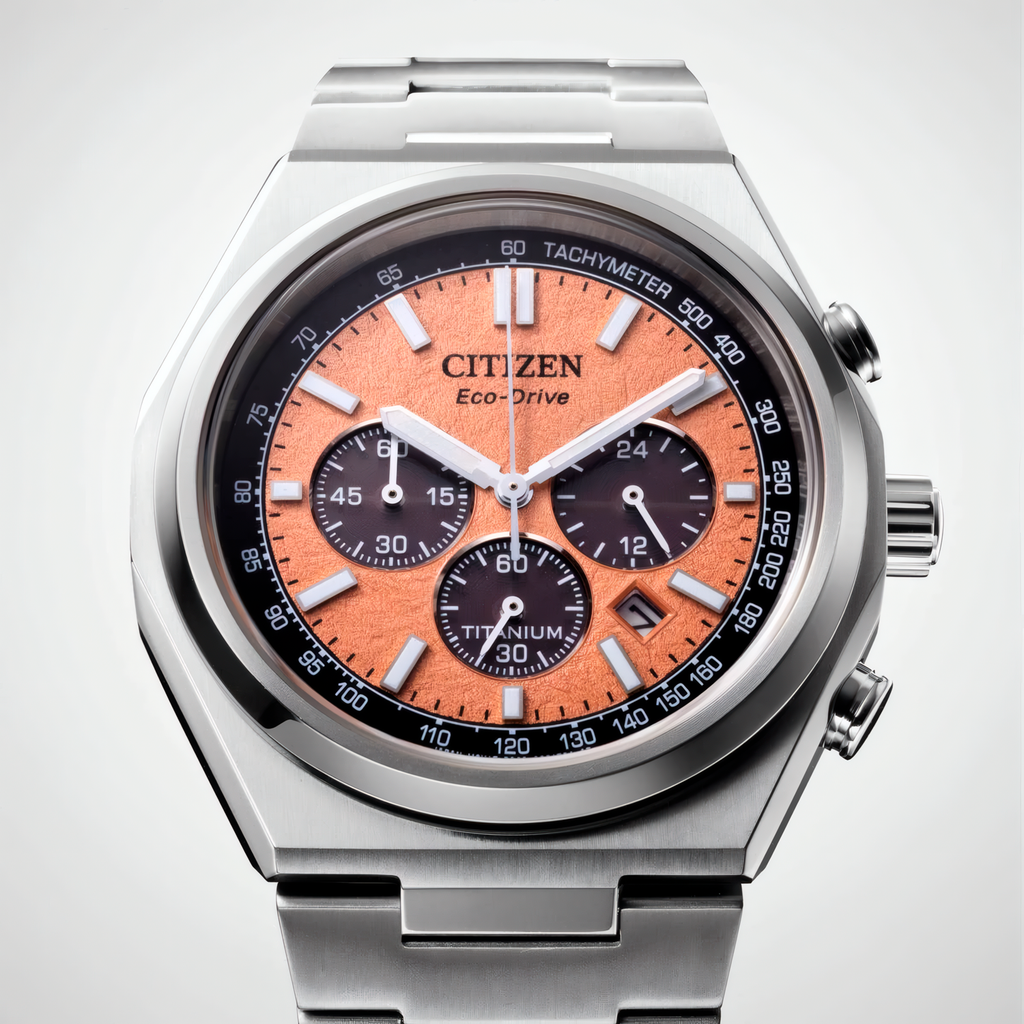 Relógio CITIZEN Masculino Eco-Drive Zenshin Chrono Super Titanium Salmon CA4610-85Z