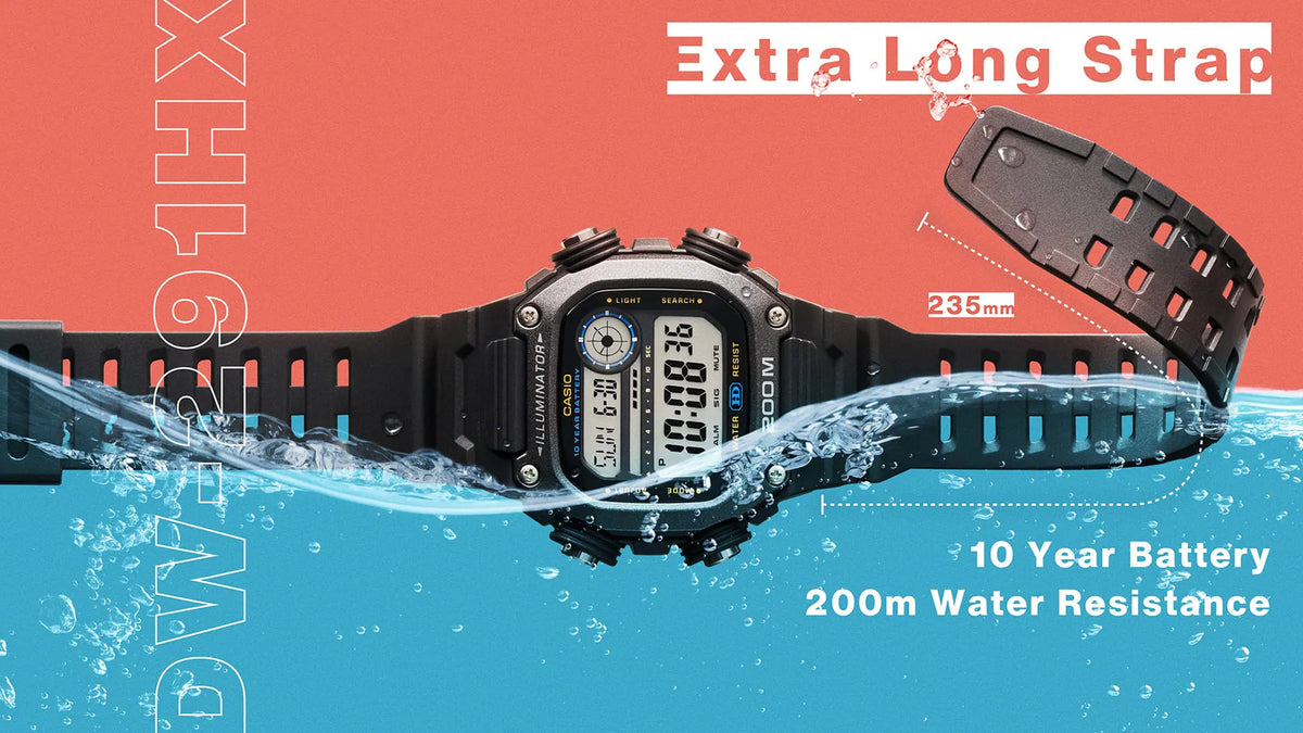 Relógio CASIO Masculino Standard DW-291HX-1A *Pulseira Extra Longa
