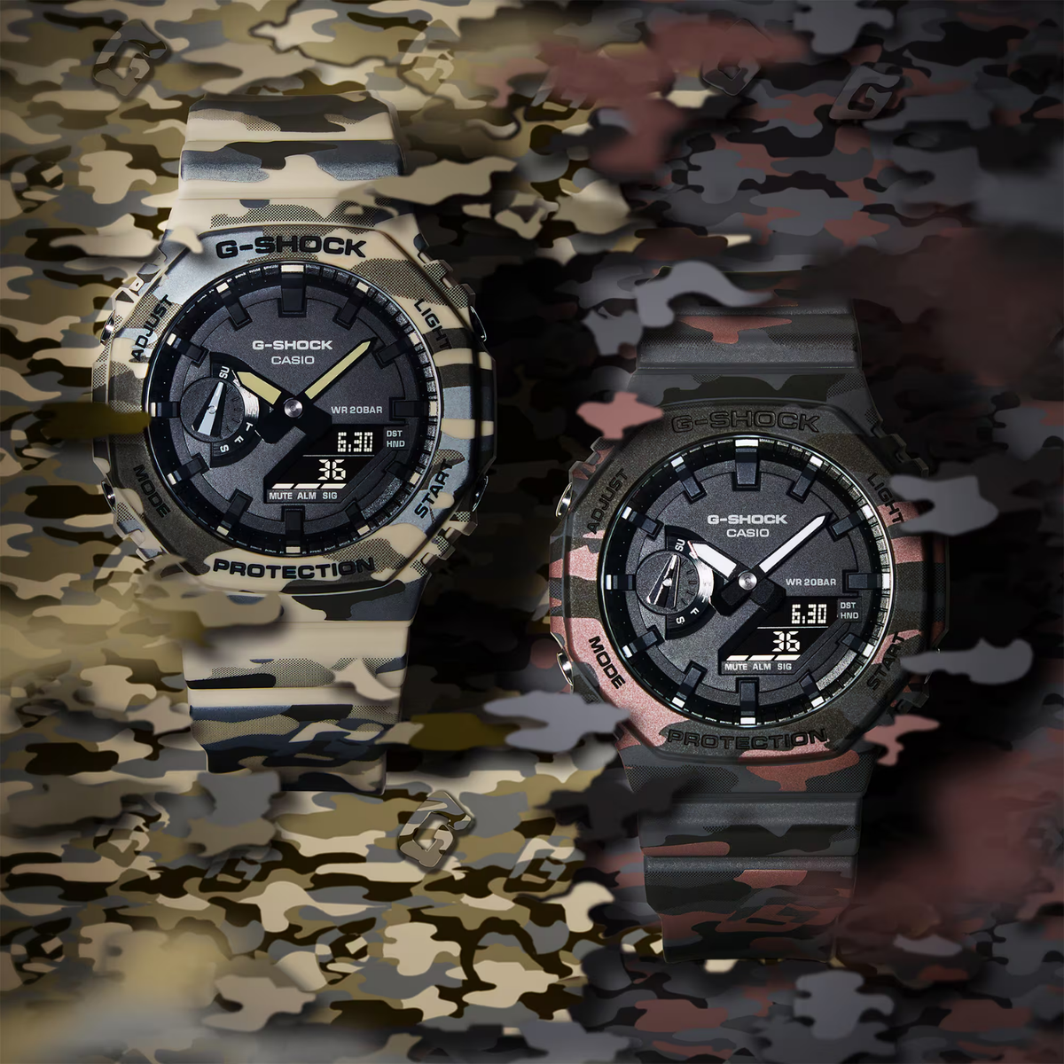 Relógio Casio G-SHOCK GA-2100CM-5A *Carbon Core Guard *Camuflado