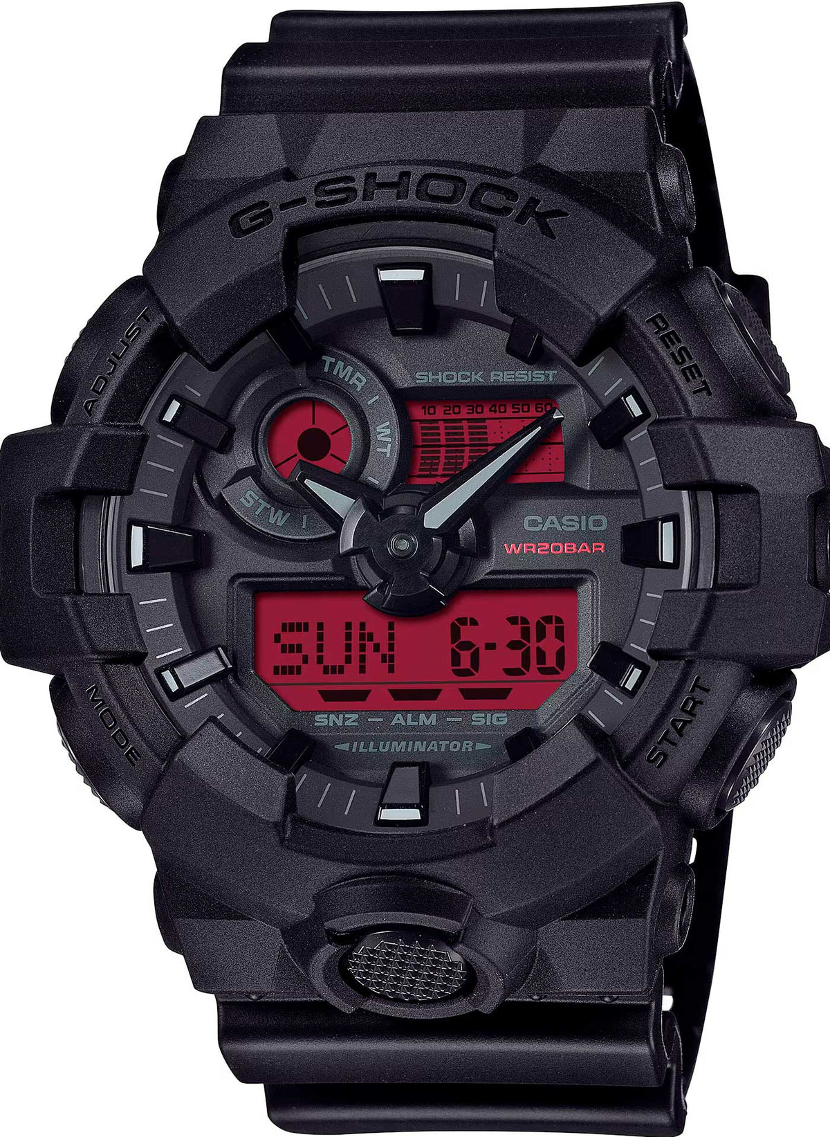 Relógio CASIO G-SHOCK Black and Bold Red GA-700BBR-1ADR