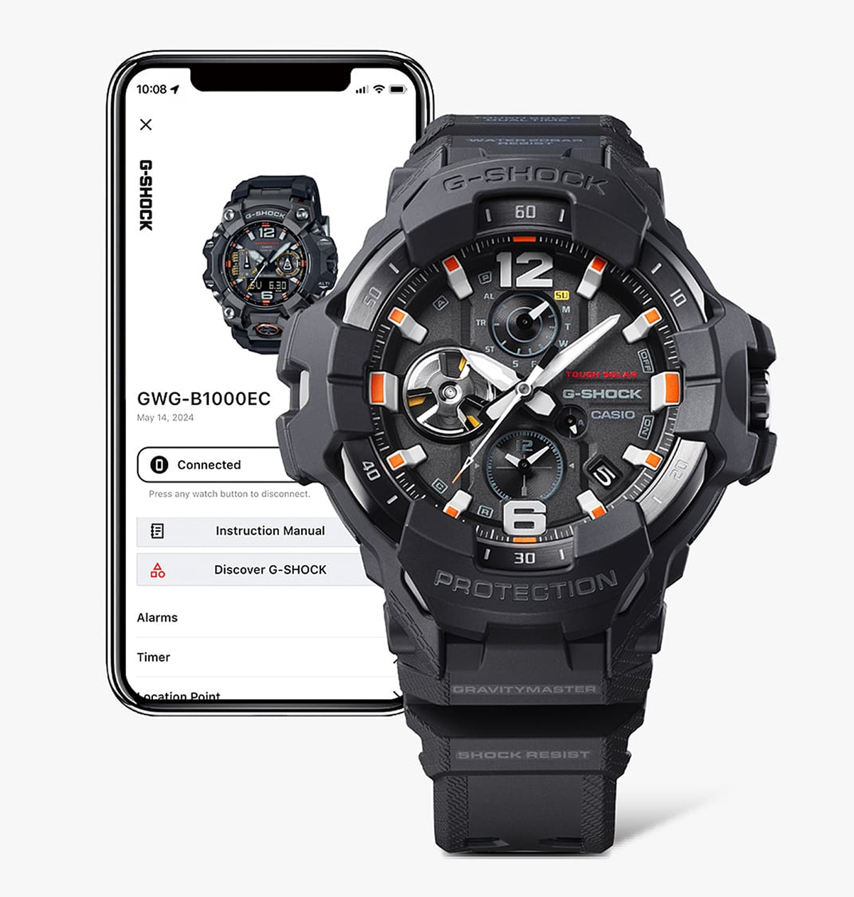 Relógio Casio G-SHOCK GravityMaster Black and Emergency Colors GR-B300EC-1ADR *Carbon, Solar