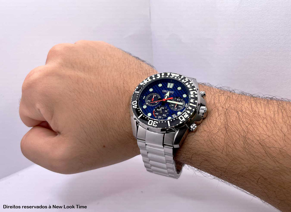 Relógio ORIENT SolarTech Cronógrafo MBSSC260 D1SX *Diver 300m