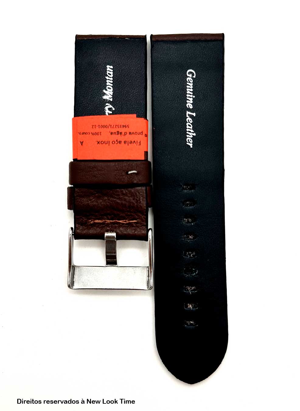Pulseira Couro Marrom Relógios 26mm Montan Sem Costura Fivela Prata