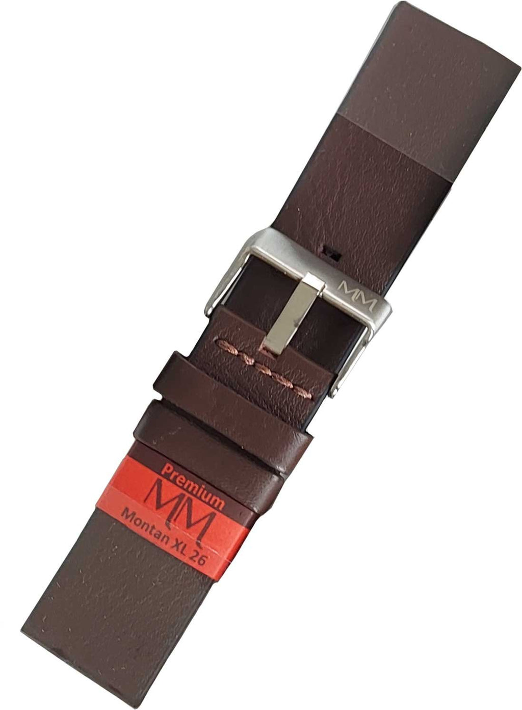 Pulseira Couro Marrom Relógios 26mm Montan Sem Costura Fivela Prata
