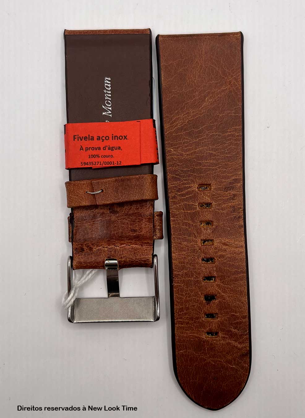 Pulseira Couro Vintage Relógios 28mm XL Montan sem Costura Fivela Prata