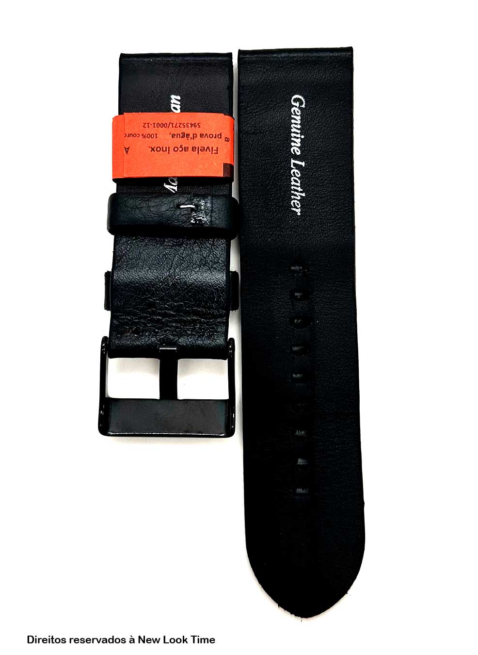 Pulseira Couro Preto Relógios 26mm XL Montan Sem Costura Fivela Preta