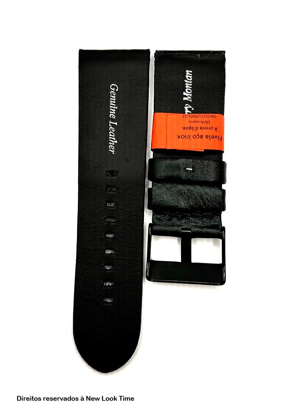 Pulseira Couro Preto Relógios 28mm XL Montan Sem Costura Fivela Preta