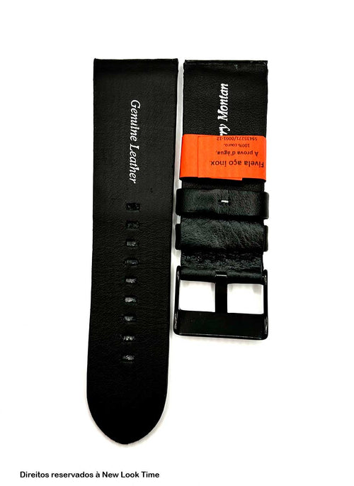 Pulseira Couro Preto Relógios 28mm XL Montan Sem Costura Fivela Preta
