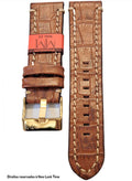 Pulseira Couro Havana Relógios 24mm Nilo Costura Clara Fivela Dourada
