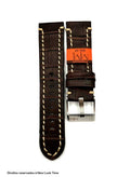 Pulseira Couro Marrom Relógios 24mm Nilo Costura Clara Fivela Prata