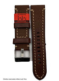 Pulseira Couro Marrom Relógios 24mm Europa Costura Clara Fivela Prata