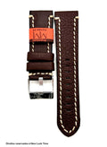 Pulseira Couro Marrom Relógios 24mm Europa Costura Clara Fivela Prata