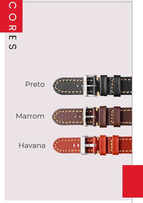 Pulseira Couro Marrom Relógios 24mm Europa Costura Clara Fivela Prata
