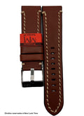 Pulseira Couro Havana Relógios 24mm Europa Costura Clara Fivela Prata