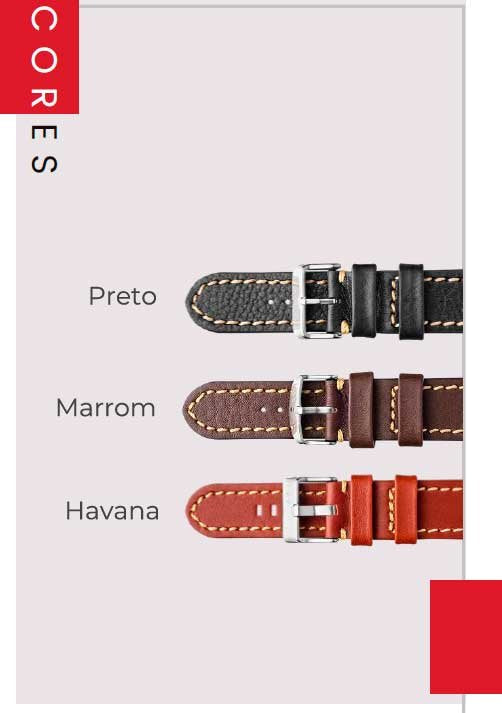 Pulseira Couro Havana Relógios 24mm Europa Costura Clara Fivela Prata