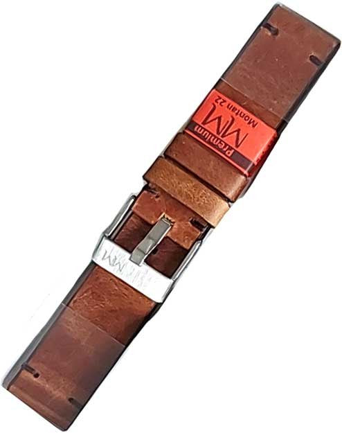 Pulseira Couro Vintage Relógios 20mm Montan Costura Preta Fivela Prata