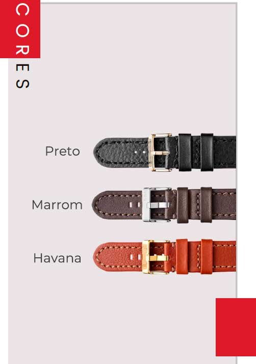 Pulseira Couro Preto Relógios 22mm Europa Costura na cor Fivela Preto