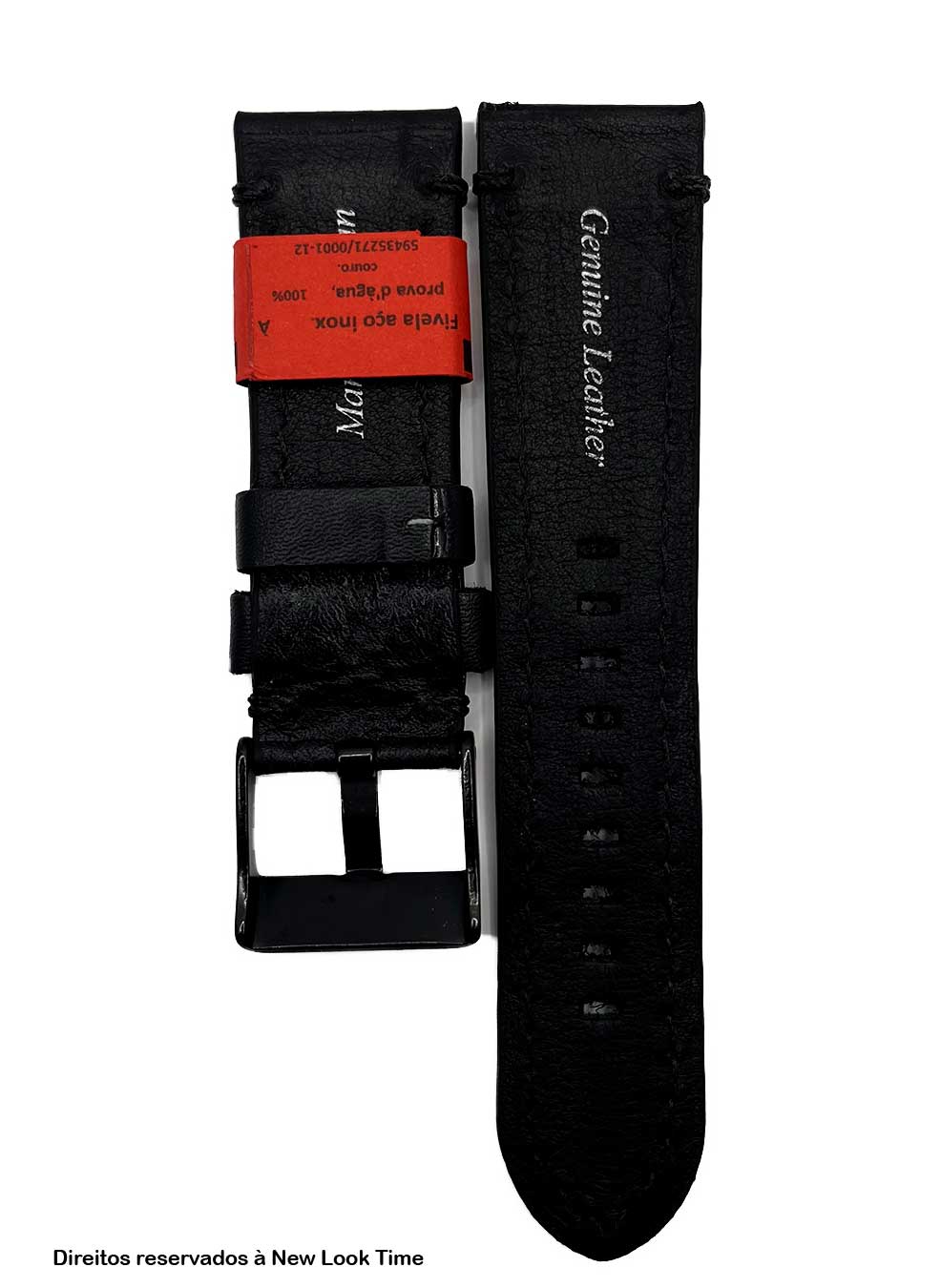 Pulseira Couro Preto Relógios 24mm Europa Costura na cor Fivela Preto