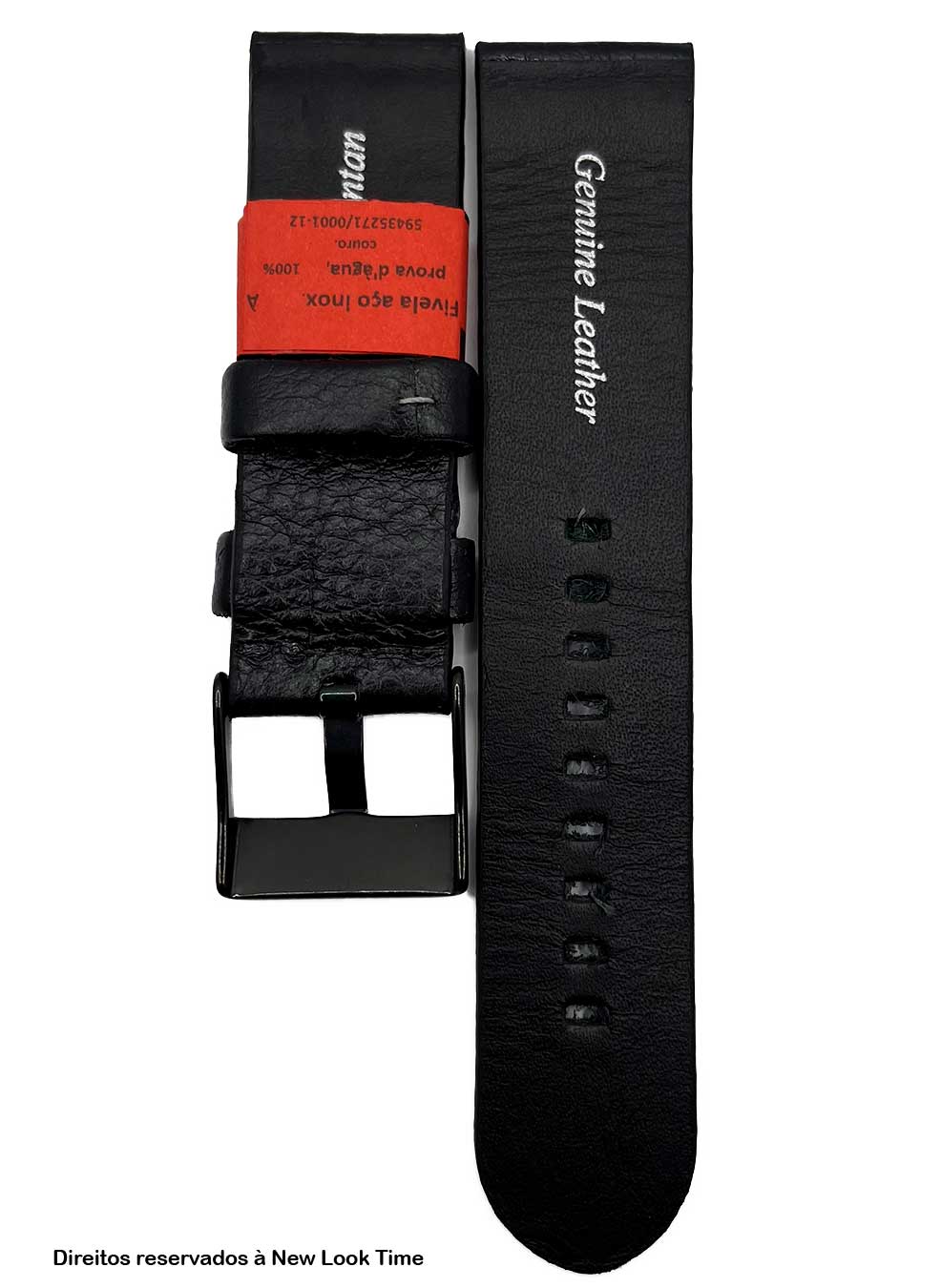Pulseira Couro Preto Relógios 22mm Montan Sem Costura Fivela Preta
