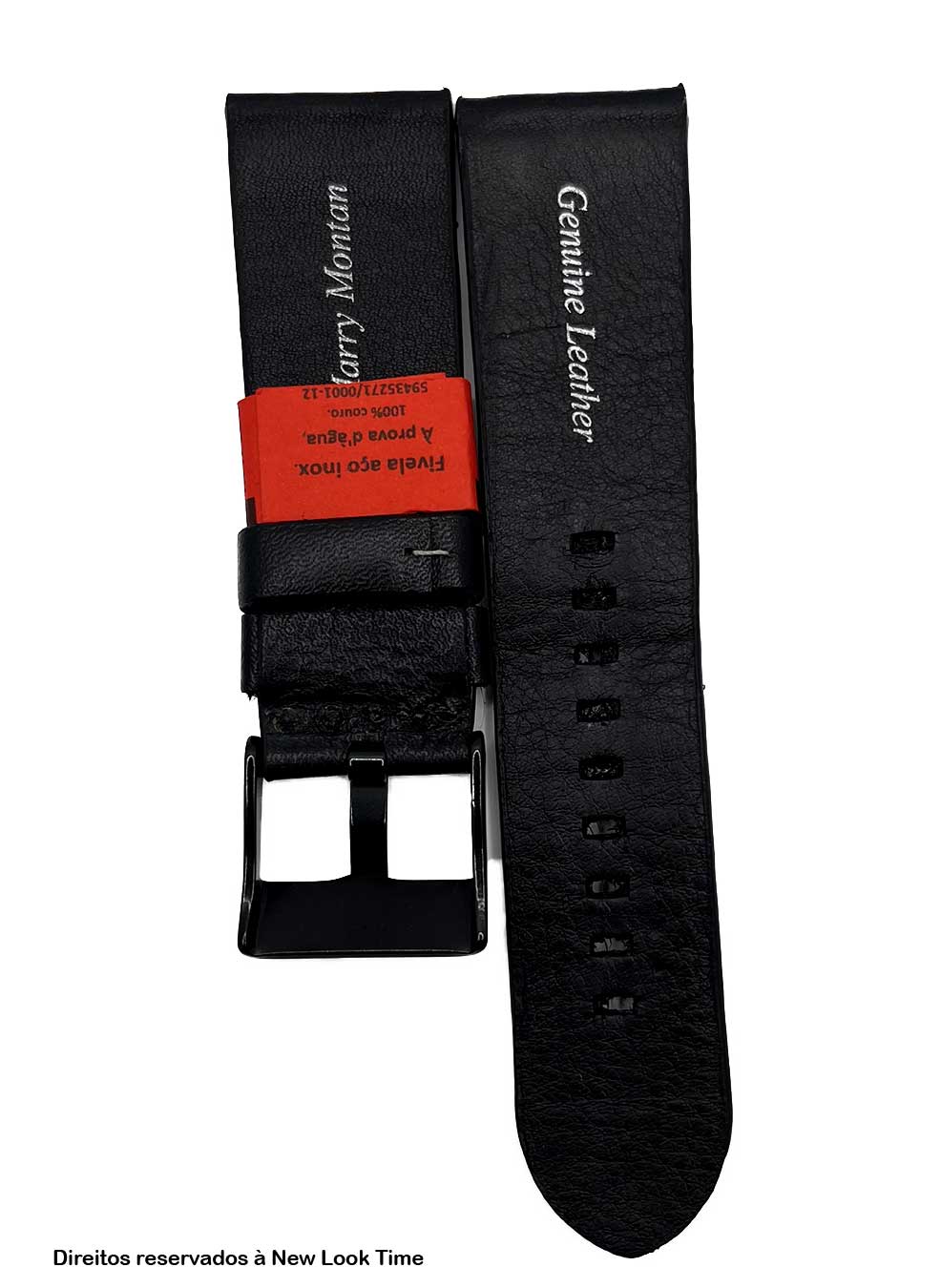 Pulseira Couro Preto Relógios 24mm Montan sem costura Fivela Preta