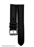 Pulseira Couro Preto Relógios 20mm Tokio Detalhe Amarelo Fivela Prata