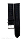 Pulseira Couro Preto Relógios 20 mm Tokio Detalhe Azul Fivela Prata