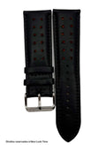 Pulseira Couro Preto Relógios 24 mm Tokio Detalhe Laranja Fivela Prata