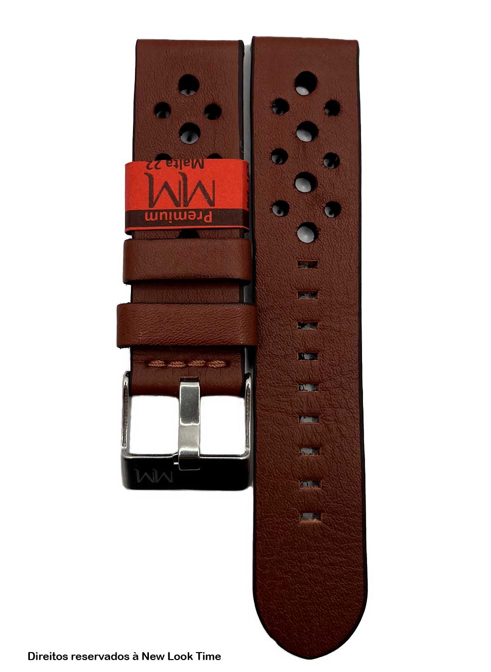 Pulseira Couro Havana Relógios 22mm Malta Fivela Prata