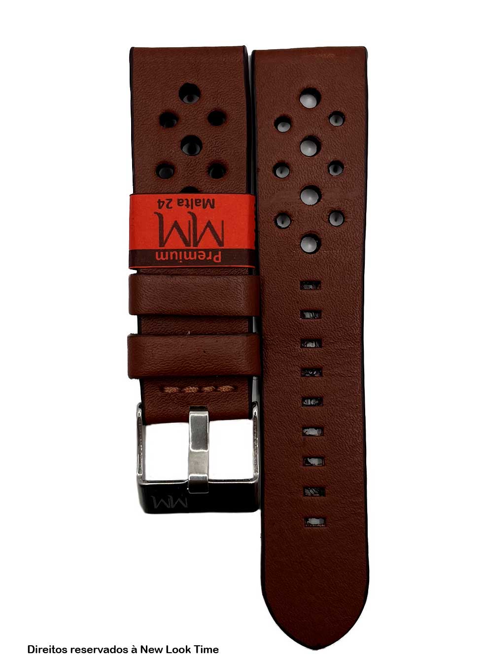 Pulseira Couro Havana Relógios 24mm Malta Fivela Prata