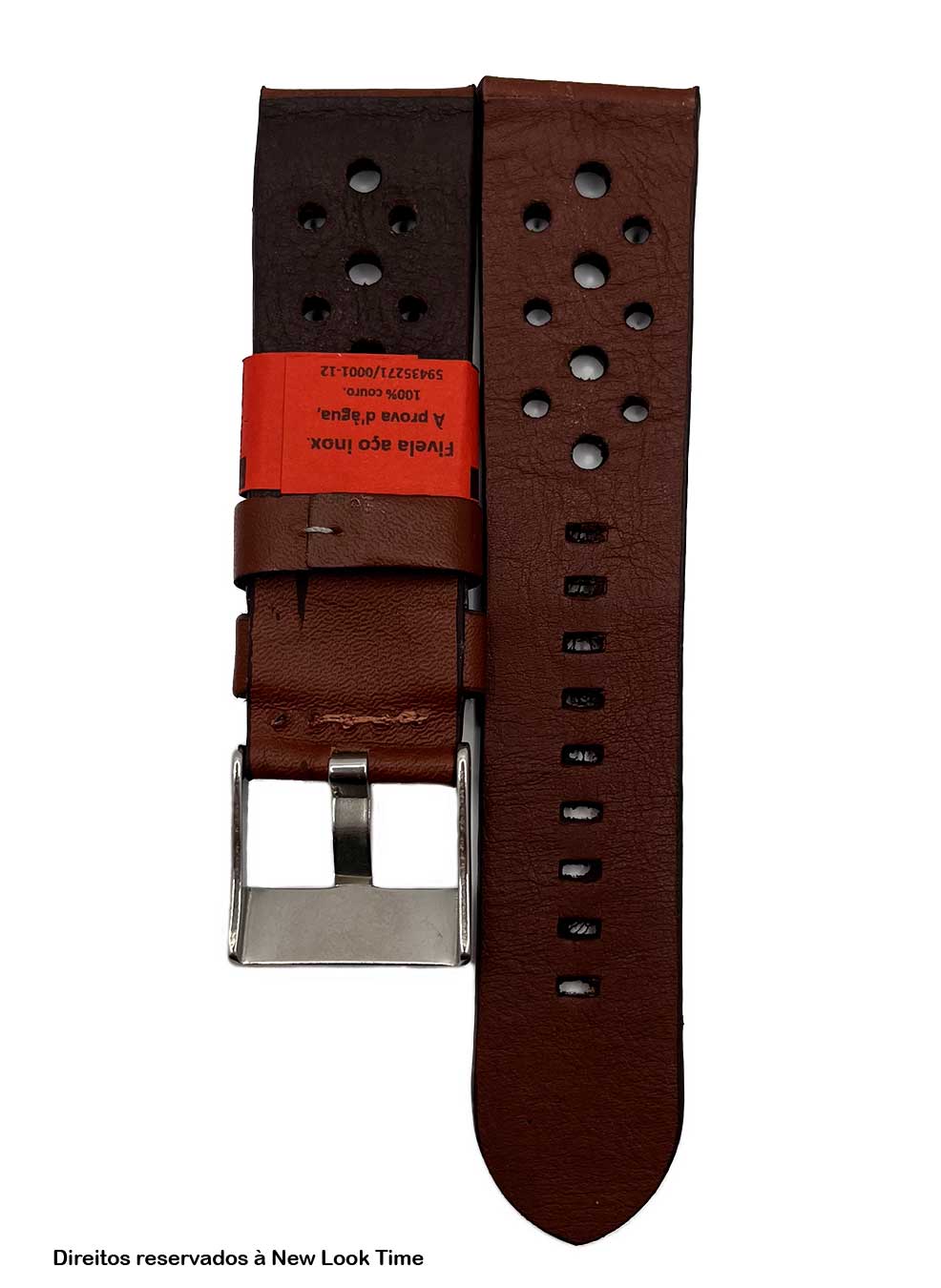 Pulseira Couro Havana Relógios 24mm Malta Fivela Prata
