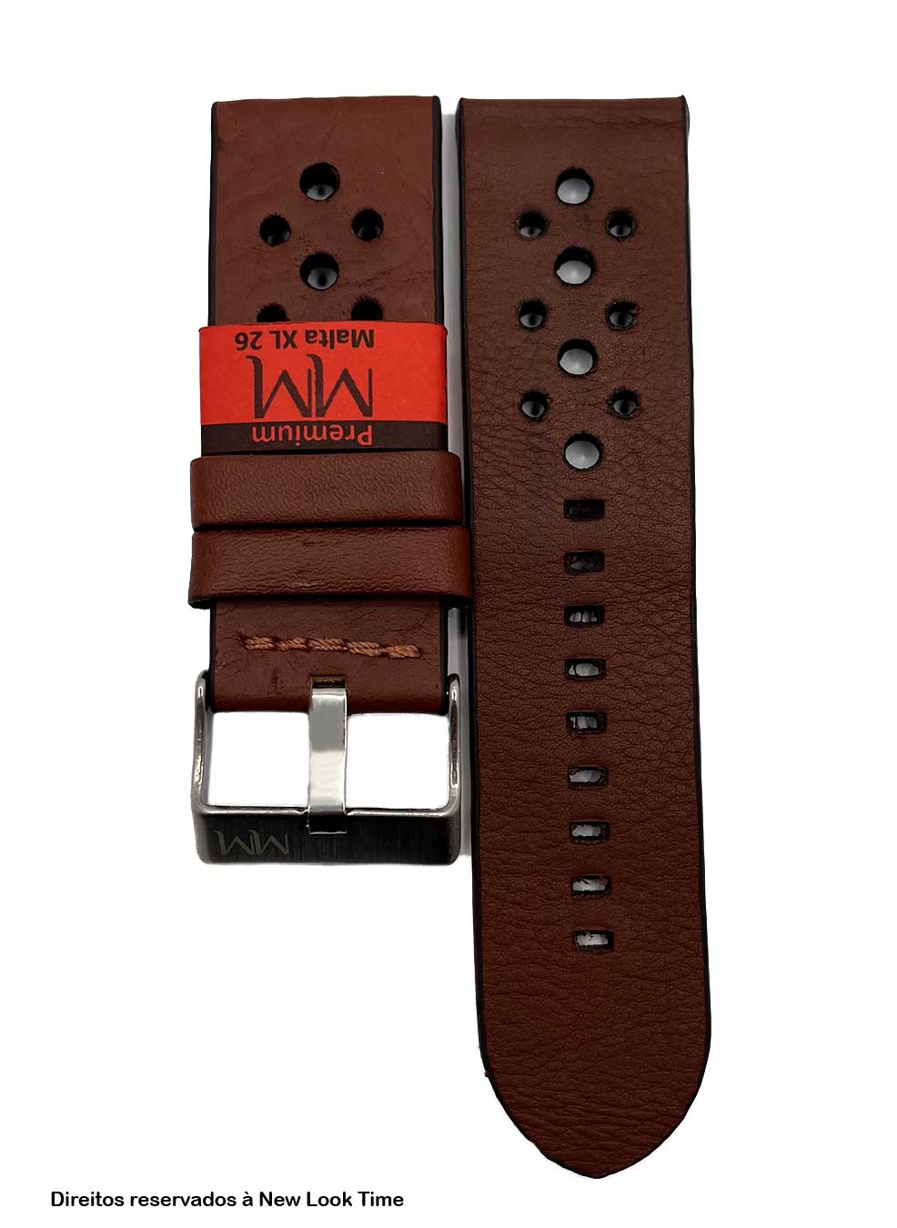 Pulseira Couro Havana Relógios 26mm Malta XL Fivela Prata