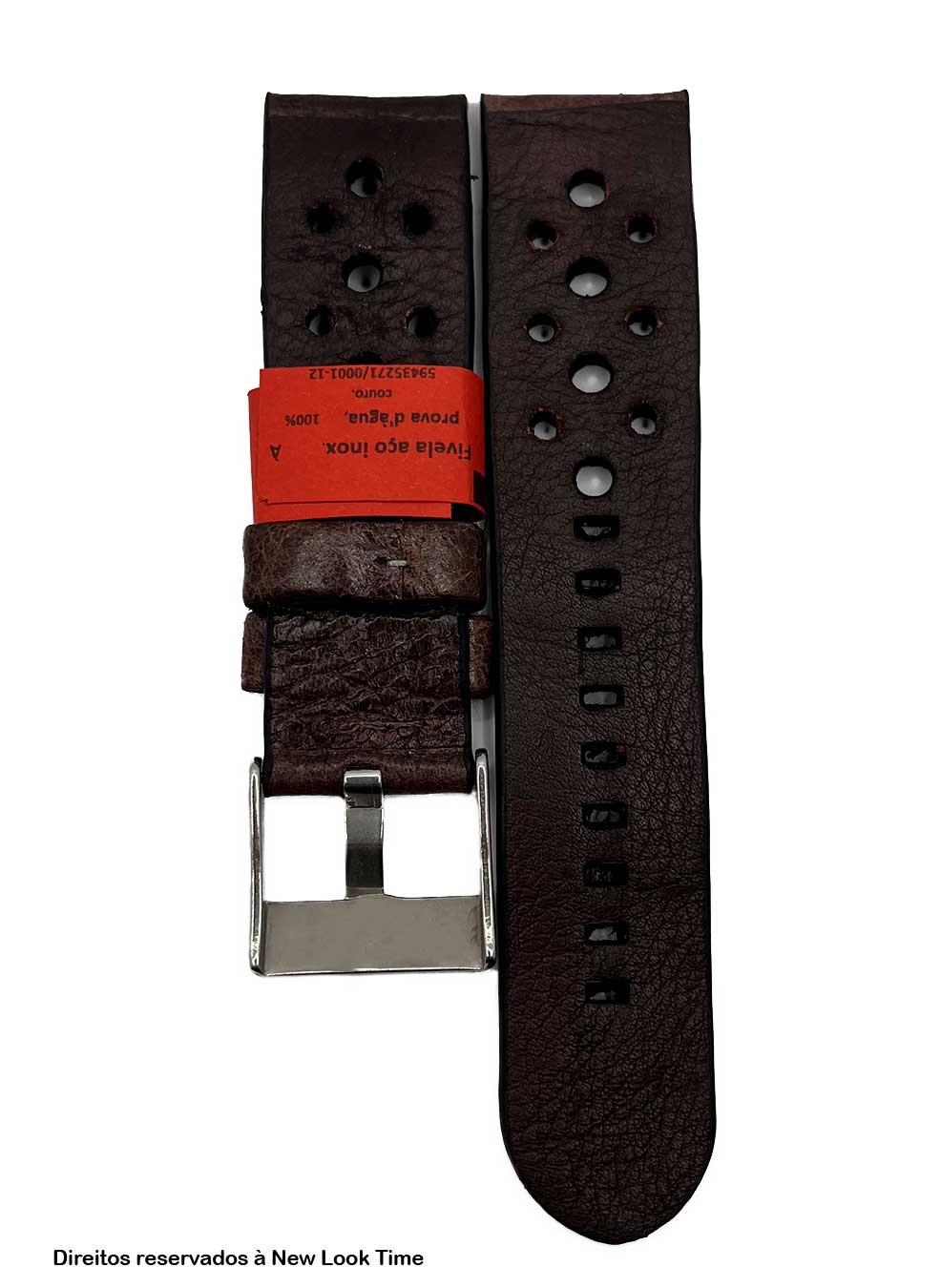 Pulseira Couro Marrom Relógios 22mm Malta Fivela Prata