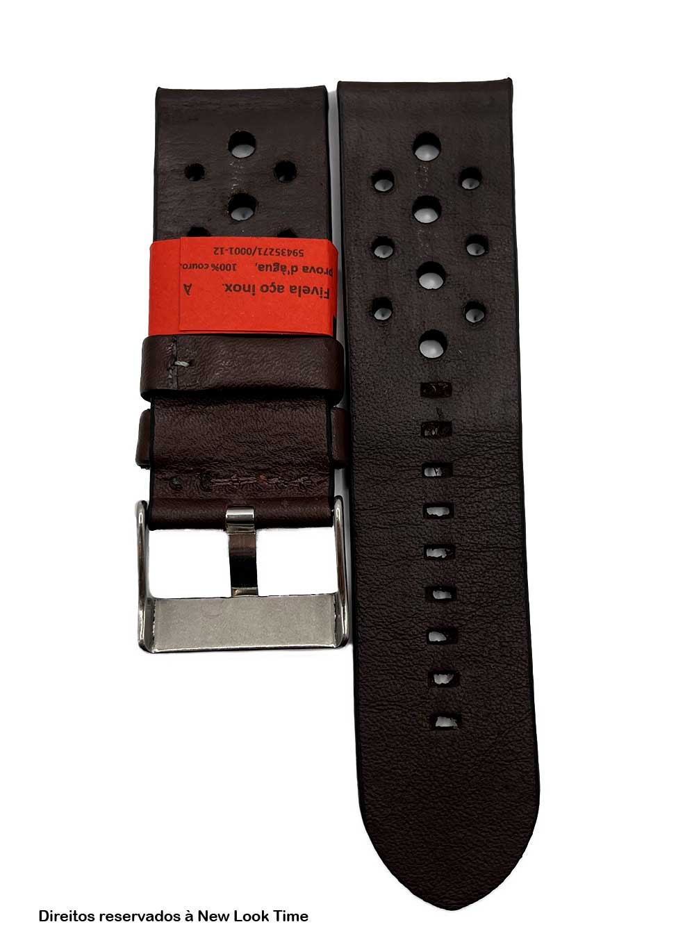 Pulseira Couro Marrom Relógios 26mm Malta XL Fivela Prata