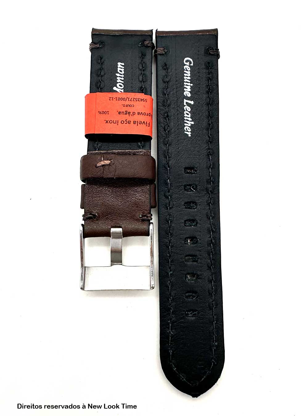 Pulseira Couro Marrom Relógios 22mm Europa Costura na cor Fivela Prata