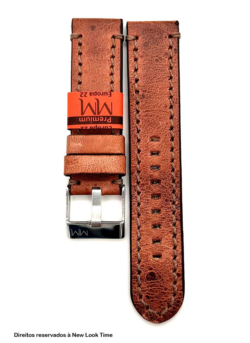 Pulseira Couro Vintage Relógios 22mm Europa Costura Na Cor Fivela Prata