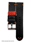 Pulseria Couro Preto Relógios 22mm Montan Costura Laranja Fivela Prata