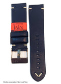Pulseira Couro Azul Relógios 24mm Montan Costura Clara Fivela Prata