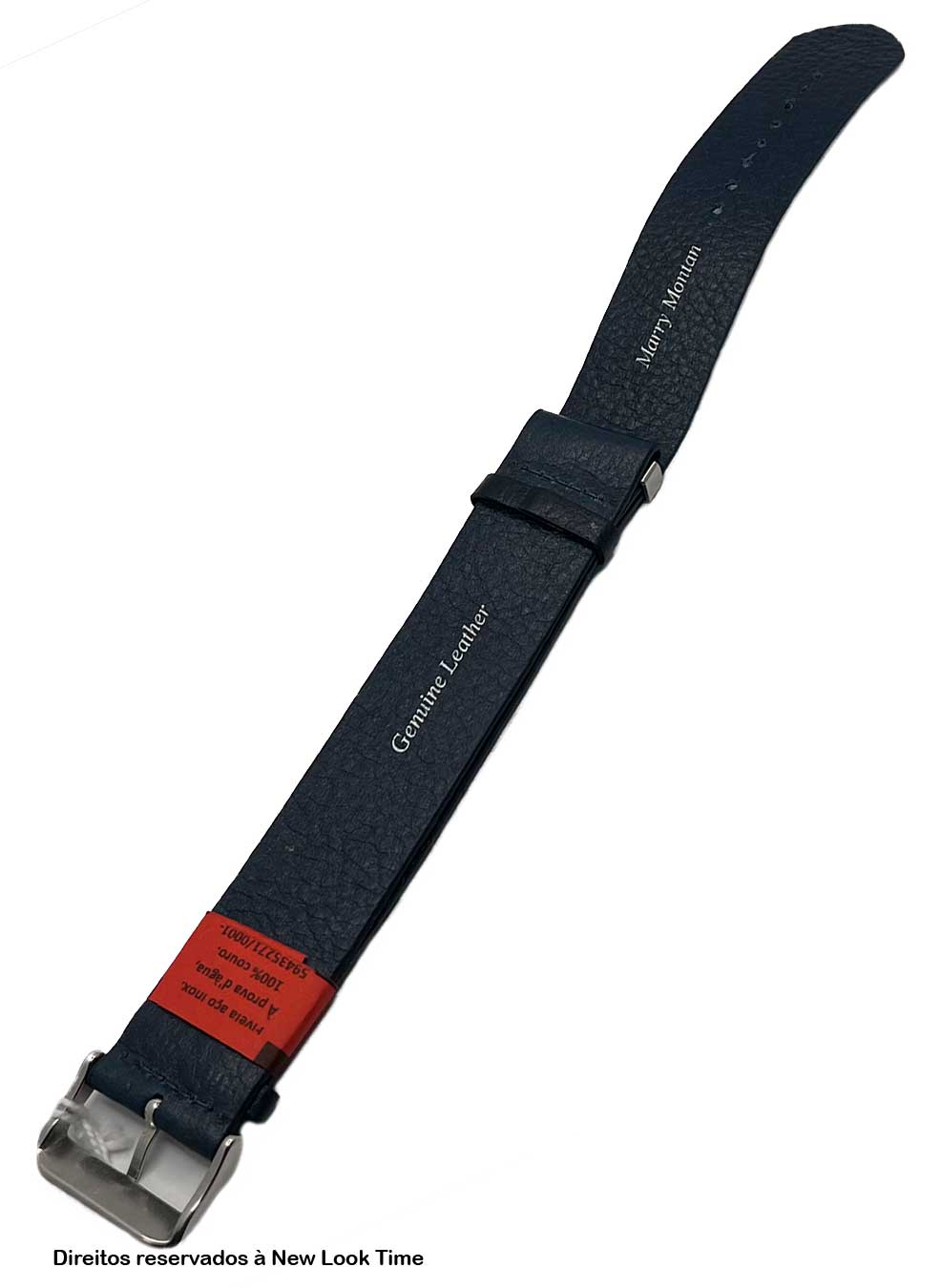 Pulseira Nato Couro Azul Relógios 24mm Fivela Prata
